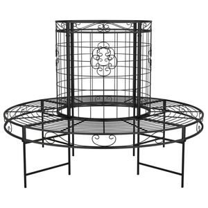 vidaXL Παγκάκι Δέντρου Κυκλικό Μαύρο Ø137 εκ. Ατσάλινο