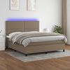 vidaXL &Kappa;&rho;&epsilon;&beta;ά&tau;&iota; Boxspring &mu;&epsilon; &Sigma;&tau;&rho;ώ&mu;&alpha; & LED Taupe 180x200 &epsilon;&kappa;. &Upsilon;&phi;&alpha;&sigma;&mu;ά&tau;&iota;&nu;&omicron;