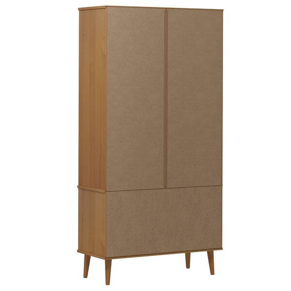 vidaXL Βιτρίνα MOLDE Καφέ 90 x 35 x 175 εκ. από Μασίφ Ξύλο Πεύκου