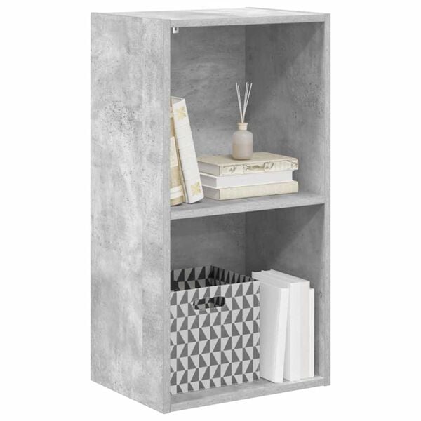 vidaXL Βιβλιοθήκη με 2 Ράφια Γκρι Σκυροδεμ. 40x30x76,5 εκ. Μοριοσανίδα