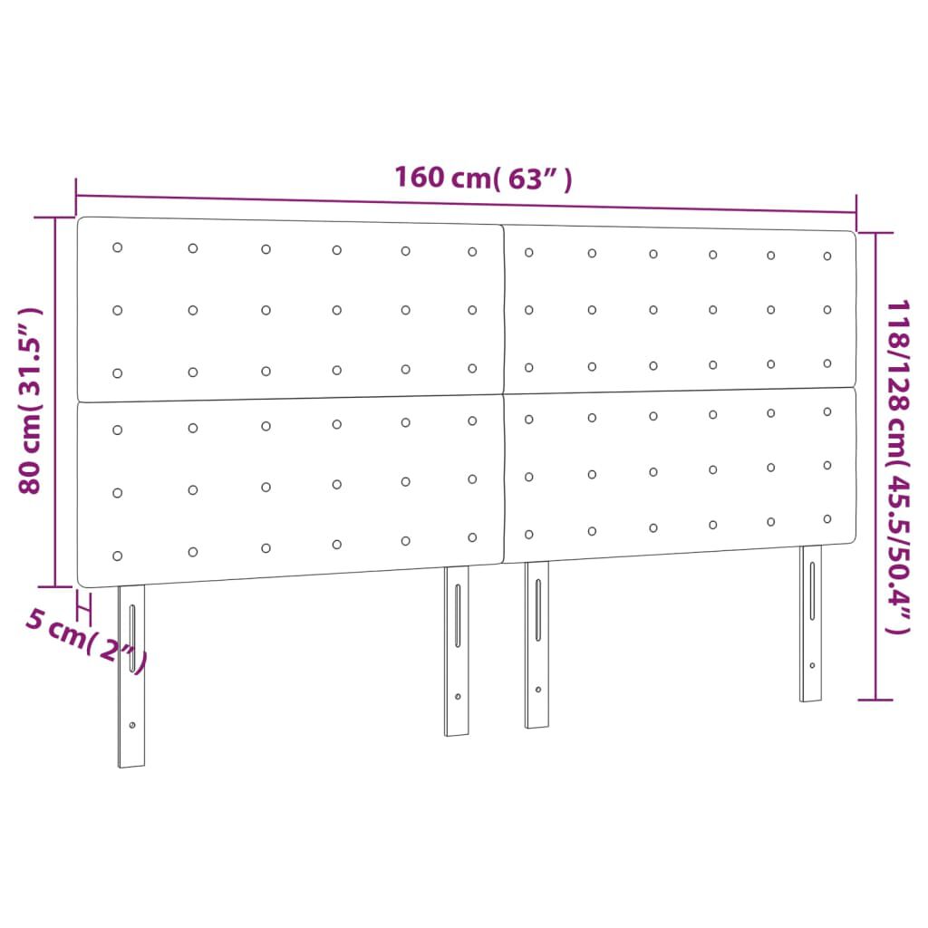 vidaXL Κεφαλάρια Κρεβατιού 4 τεμ. Αν. Γκρι 80 x 5 x 78/88εκ.Υφασμάτινο