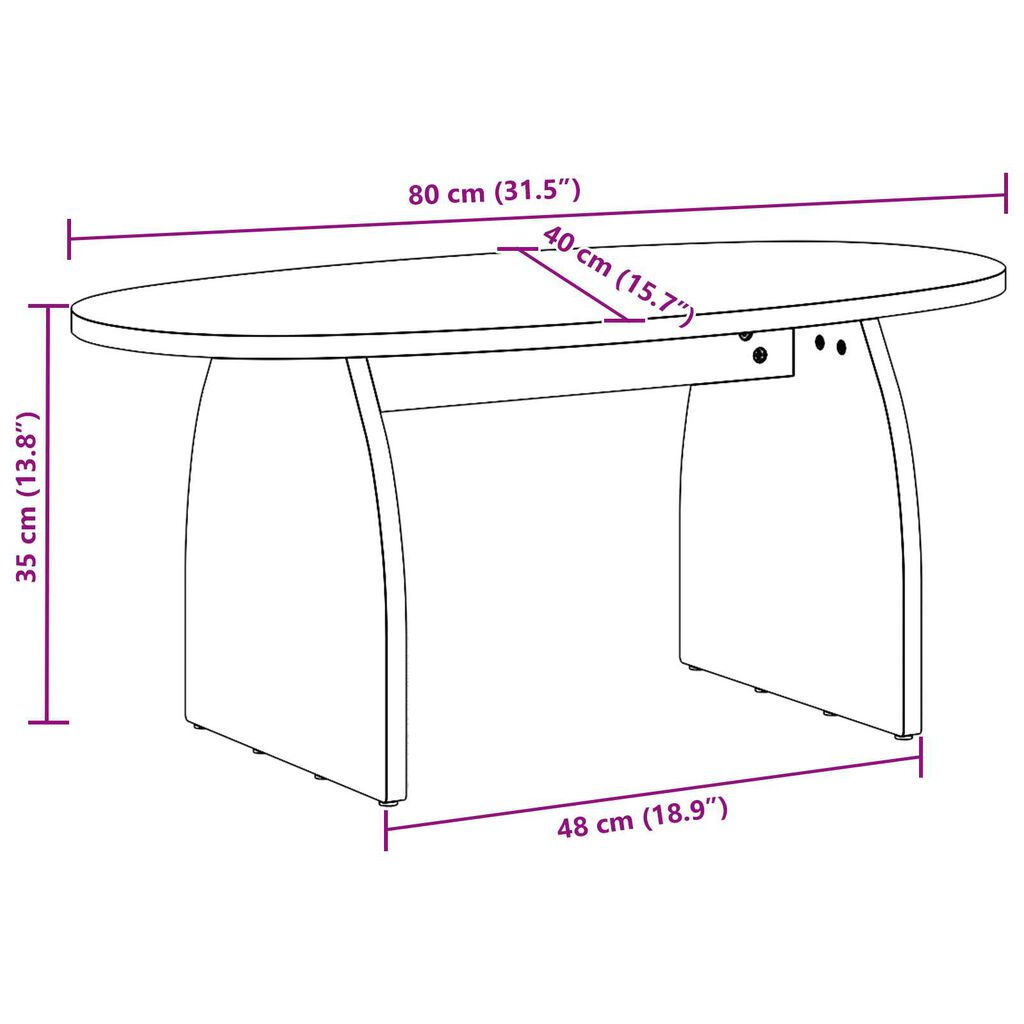 vidaXL Τραπεζάκι σαλονιού Φυσικό 80 x 40 x 35 cm Συμπαγές ξύλο πεύκου