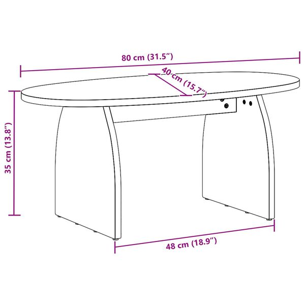 vidaXL Τραπεζάκι σαλονιού Φυσικό 80 x 40 x 35 cm Συμπαγές ξύλο πεύκου