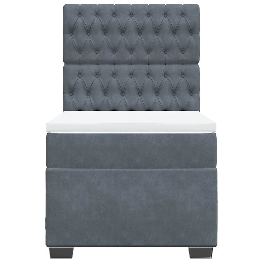 vidaXL Κρεβάτι Boxspring με Στρώμα Σκούρο Γκρι 80x200 εκ. Βελούδινο