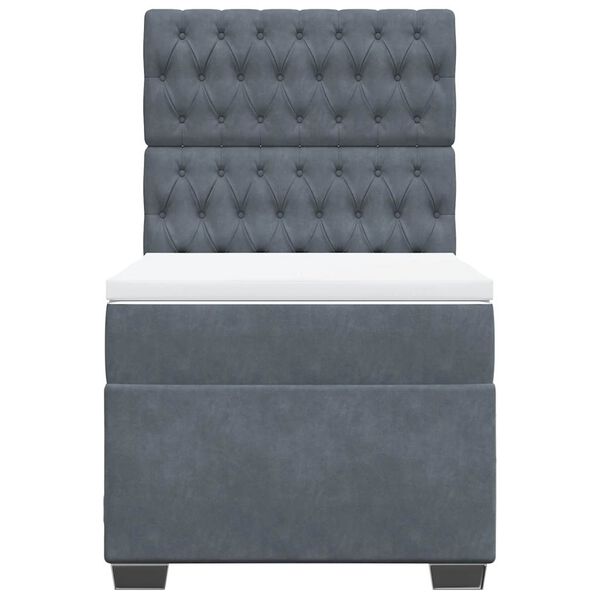 vidaXL Κρεβάτι Boxspring με Στρώμα Σκούρο Γκρι 80x200 εκ. Βελούδινο