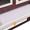 vidaXL Κλουβί Κουνελιών Μόκα/Λευκό 140x63x120 εκ. Μασίφ Ξύλο Ελάτης