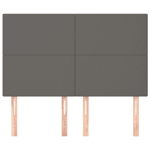 vidaXL Κεφαλάρι Κρεβατιού Γκρι 144x5x118/128 εκ. από Συνθετικό Δέρμα