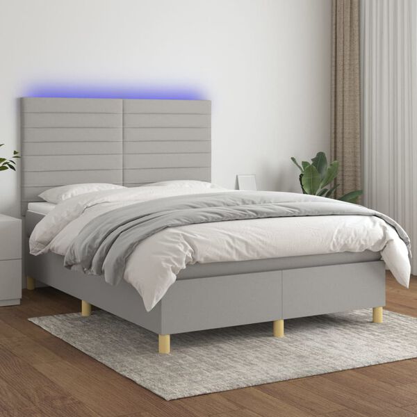 vidaXL &Kappa;&rho;&epsilon;&beta;ά&tau;&iota; Boxspring &mu;&epsilon; &Sigma;&tau;&rho;ώ&mu;&alpha; & LED &Alpha;&nu;.&Gamma;&kappa;&rho;&iota; 140x190&epsilon;&kappa;. &Upsilon;&phi;&alpha;&sigma;&mu;ά&tau;&iota;&nu;&omicron;
