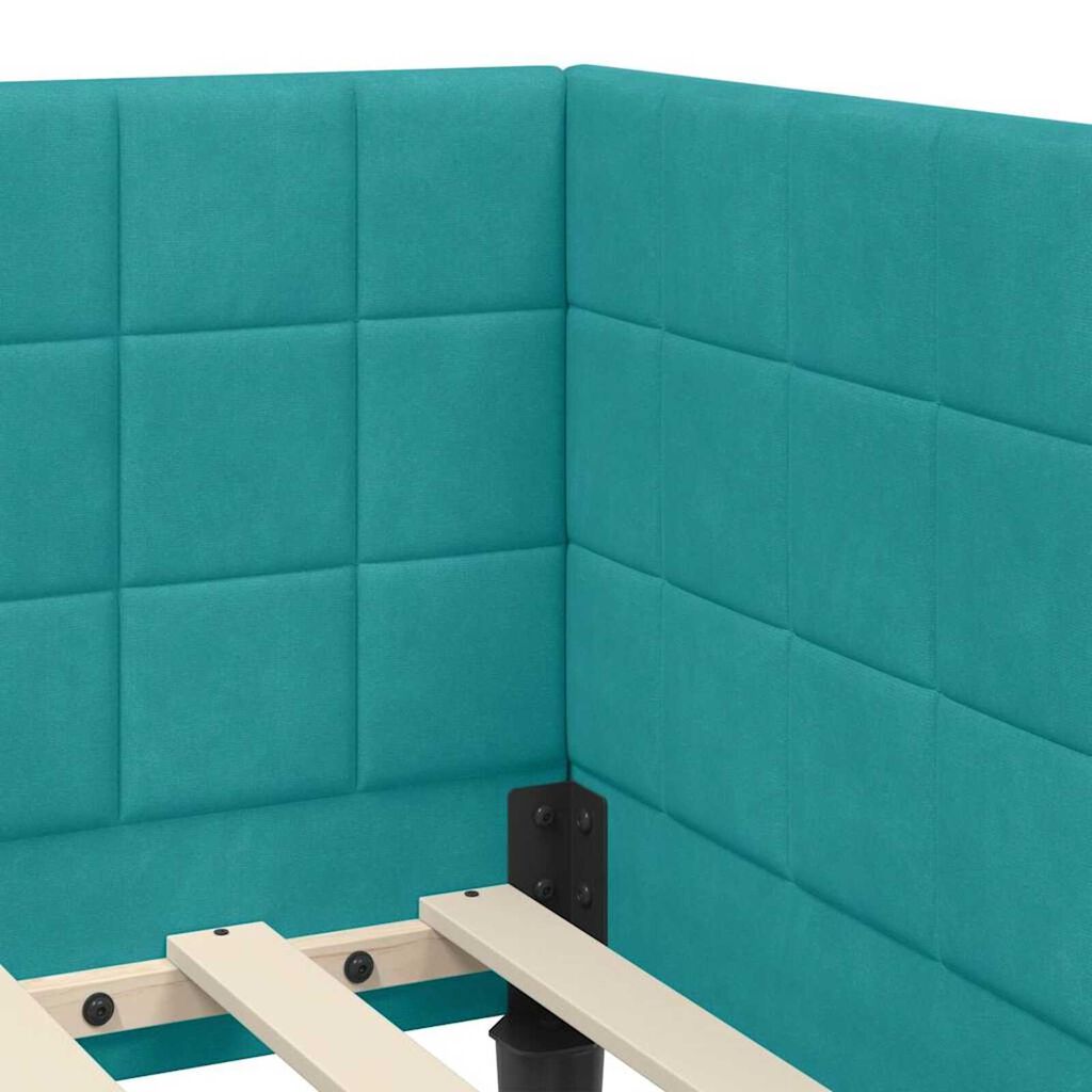 vidaXL Κρεβάτι Γωνίας με κεφαλάρι Τιρκουάζ 90 x 190 cm Βελούδο