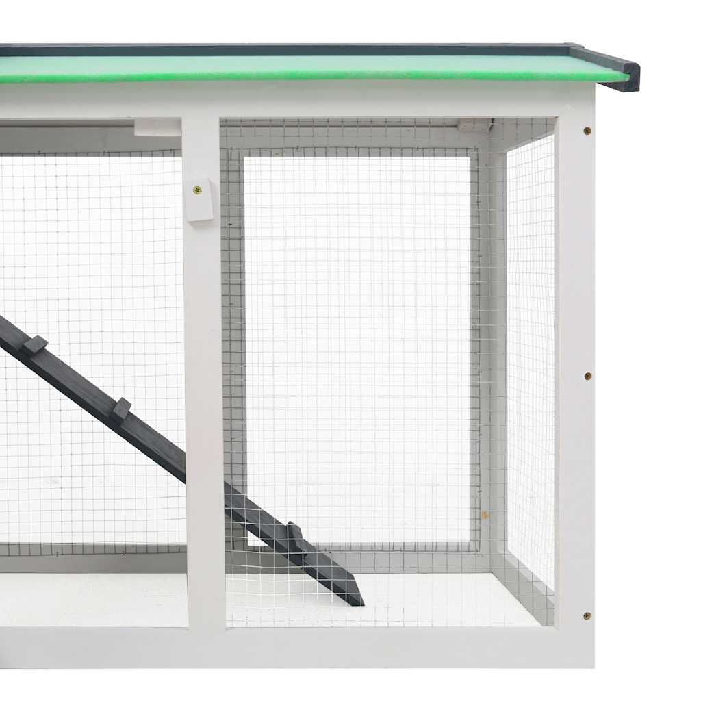 vidaXL Κλουβί Κουνελιών Μεγάλο Γκρι/Λευκό 145 x 45 x 84 εκ. Ξύλινο