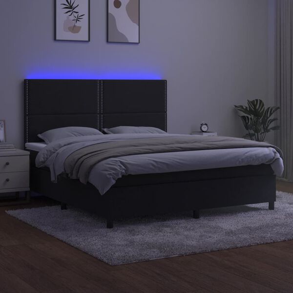 vidaXL &Kappa;&rho;&epsilon;&beta;ά&tau;&iota; Boxspring &mu;&epsilon; &Sigma;&tau;&rho;ώ&mu;&alpha; & LED &Mu;&alpha;ύ&rho;&omicron; 160x200 &epsilon;&kappa;. &Beta;&epsilon;&lambda;&omicron;ύ&delta;&iota;&nu;&omicron;