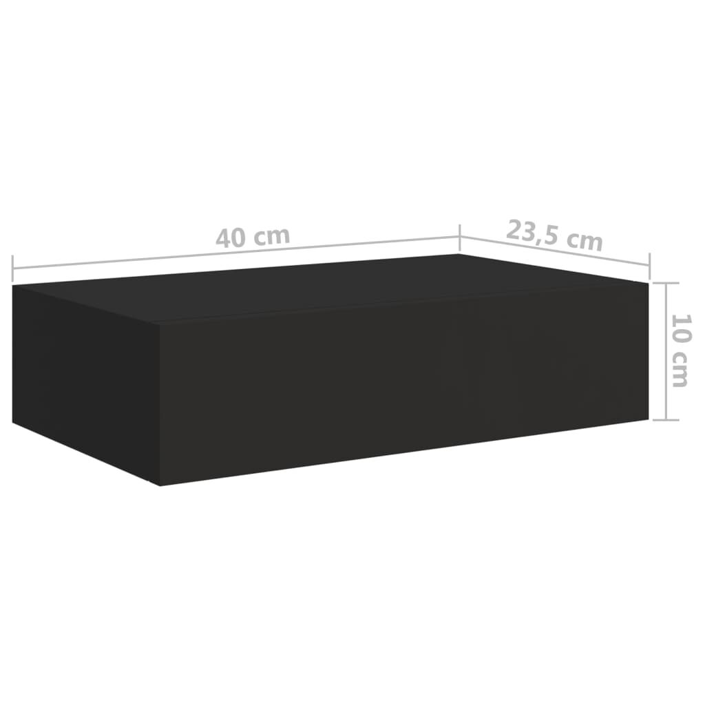 vidaXL Ράφι Επιτοίχιο με Συρτάρι Μαύρο 40 x 23,5 x 10 εκ. από MDF