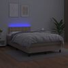 vidaXL Κρεβάτι Boxspring Στρώμα&LED Καπουτσίνο 120x200 εκ. Συνθ. Δέρμα