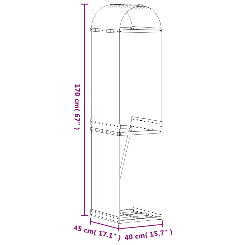 vidaXL Ξυλοθήκη Ανοιχτό Γκρι 40x45x170 εκ. από Γαλβανισμένο Ατσάλι