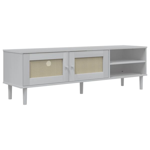 vidaXL Έπιπλο Τηλεόρασης SENJA Λευκό / Ρατάν 158x40x49 εκ. Μασίφ Πεύκο