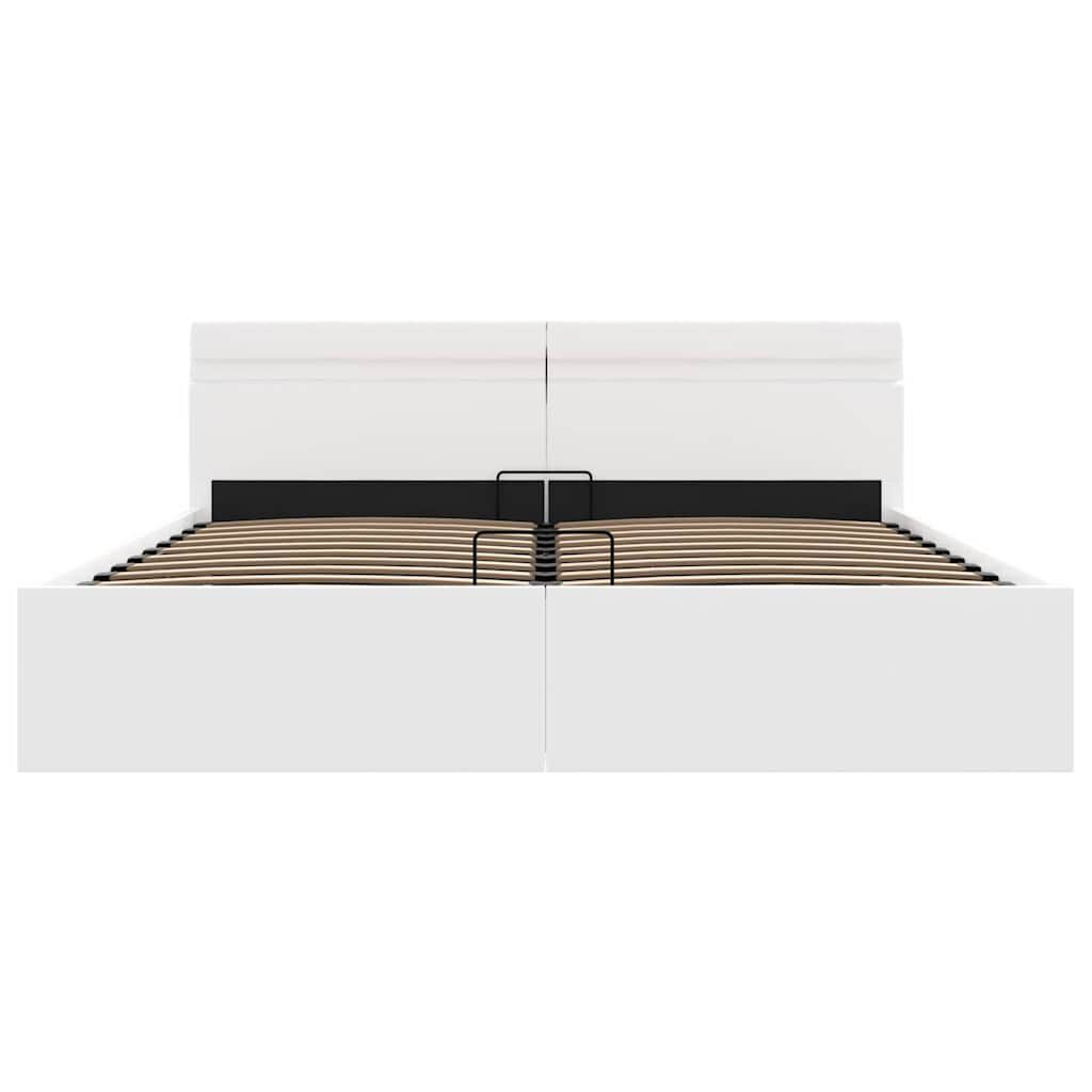 vidaXL Πλαίσιο Κρεβατιού Αποθ. Χώρο/LED Μαύρο 180x200 εκ. Δερματίνη