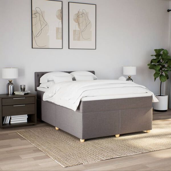 vidaXL &Kappa;&rho;&epsilon;&beta;ά&tau;&iota; Boxspring &mu;&epsilon; &Sigma;&tau;&rho;ώ&mu;&alpha; Taupe 140x200 &epsilon;&kappa;. &Upsilon;&phi;&alpha;&sigma;&mu;ά&tau;&iota;&nu;&omicron;