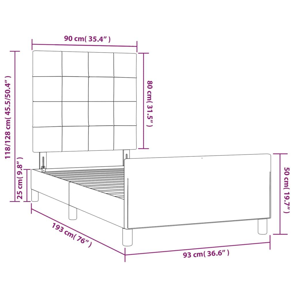 vidaXL Σκελετός Κρεβατιού Χωρίς Στρώμα Taupe 90x190 εκ. Υφασμάτινο