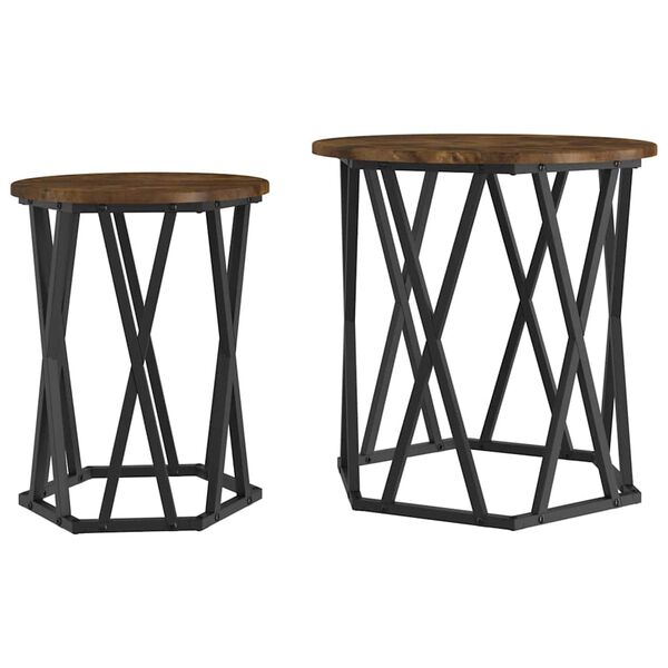 vidaXL Τραπεζάκι σαλονιού 2 pcs Καπνιστή δρυς 50 x 50 x 50 cm