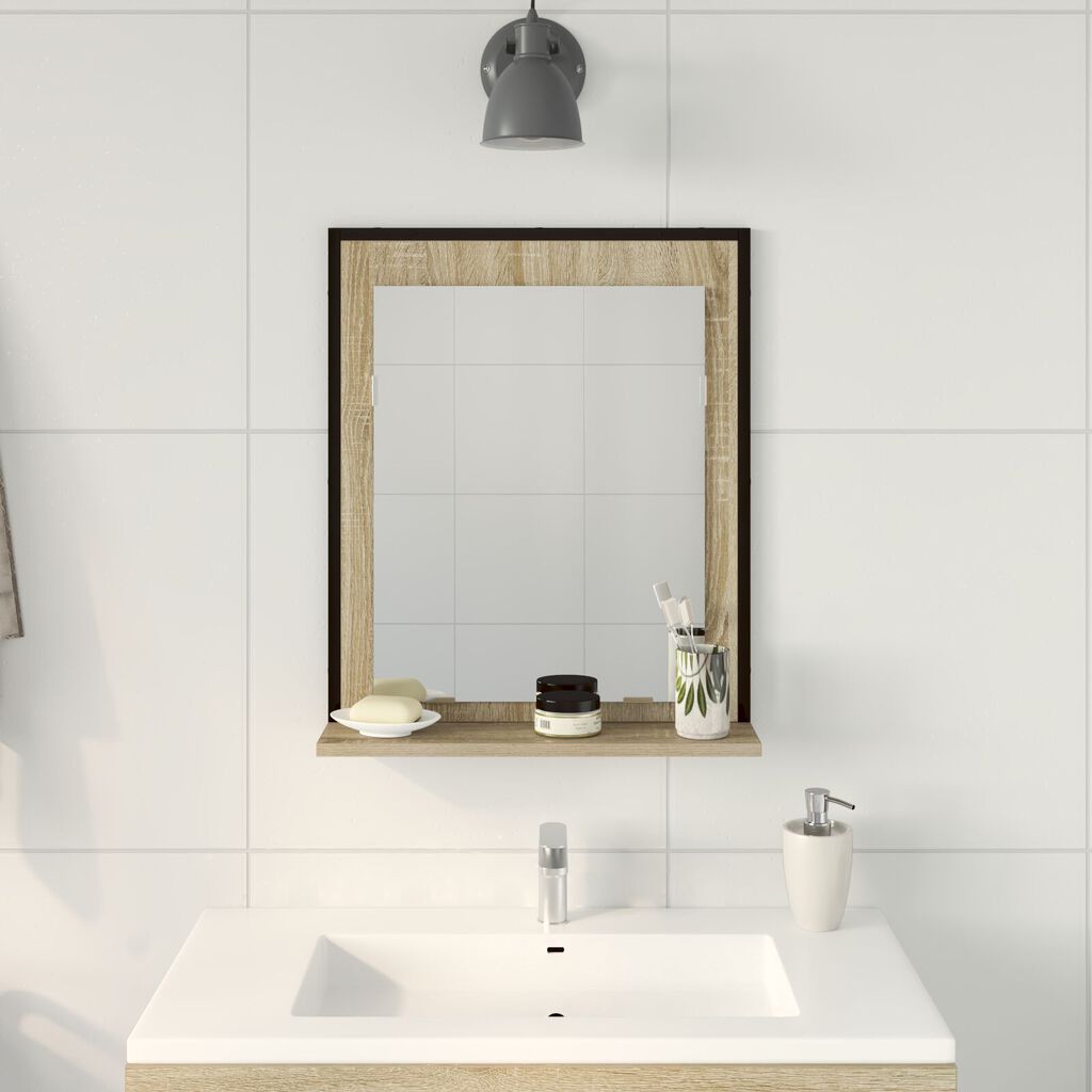 Καθρέφτης μπάνιου vidaXL με ράφι Sonoma Oak 50x12x60 εκ. Επεξεργασμένο ξύλο