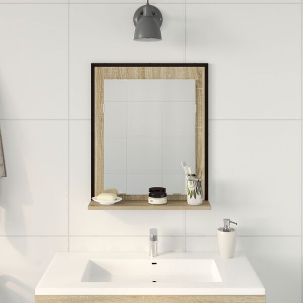 Καθρέφτης μπάνιου vidaXL με ράφι Sonoma Oak 50x12x60 εκ. Επεξεργασμένο ξύλο