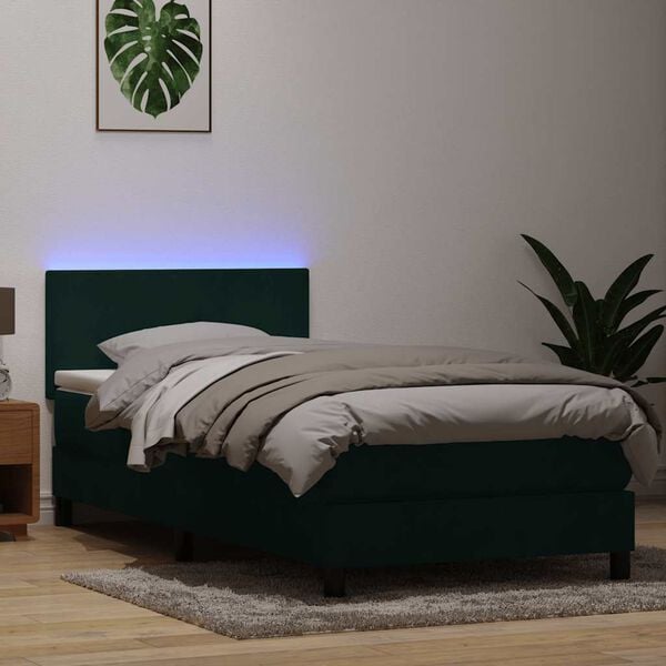 vidaXL &Kappa;&rho;&epsilon;&beta;ά&tau;&iota; Boxspring &mu;&epsilon; &Sigma;&tau;&rho;ώ&mu;&alpha; & LED &sigma;&kappa;&omicron;ύ&rho;&omicron; &pi;&rho;ά&sigma;&iota;&nu;&omicron; 80x220&epsilon;&kappa;. &Beta;&epsilon;&lambda;&omicron;ύ&delta;&iota;&nu;&omicron;