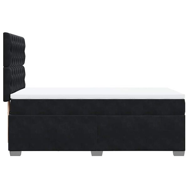 vidaXL Κρεβάτι Boxspring με Στρώμα Μαύρο 90x190 εκ. Βελούδινο