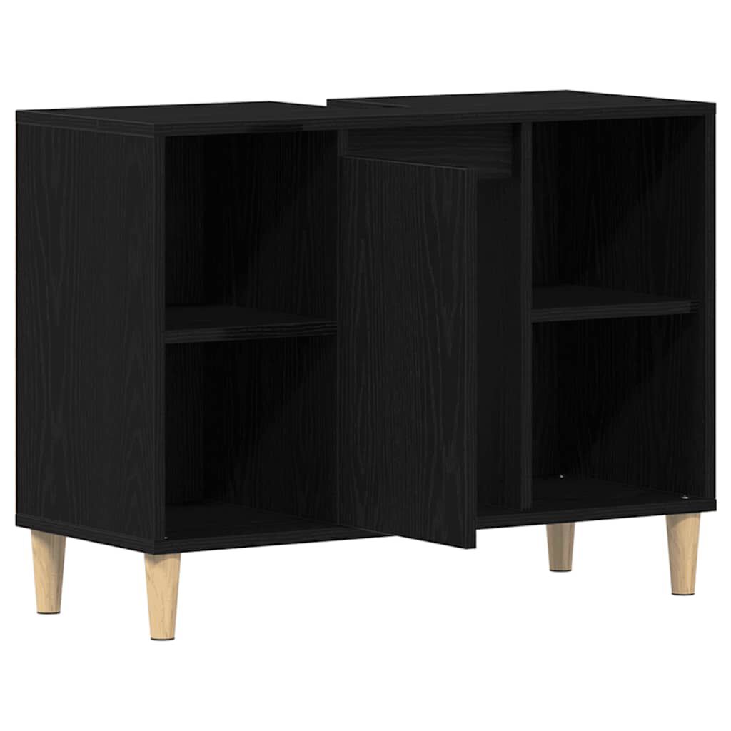 vidaXL Ντουλάπι Νιπτήρα Μαύρο Δρυς 80x33x60 εκ. από Τεχνητό Ξύλο