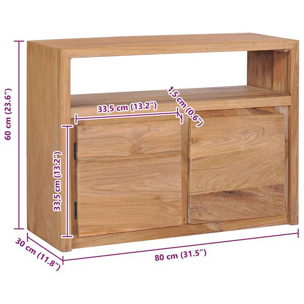 vidaXL Ντουλάπι με Συρτάρια 80 x 30 x 60 εκ. από Μασίφ Ξύλο Teak