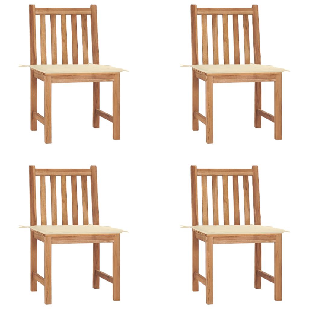 vidaXL Καρέκλες Κήπου 4 Τεμαχίων από Μασίφ Ξύλο Teak με Μαξιλάρια