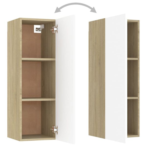 vidaXL Έπιπλο Τηλεόρασης Λευκό & Sonoma Δρυς 30,5x30x90εκ. Επεξ. Ξύλο