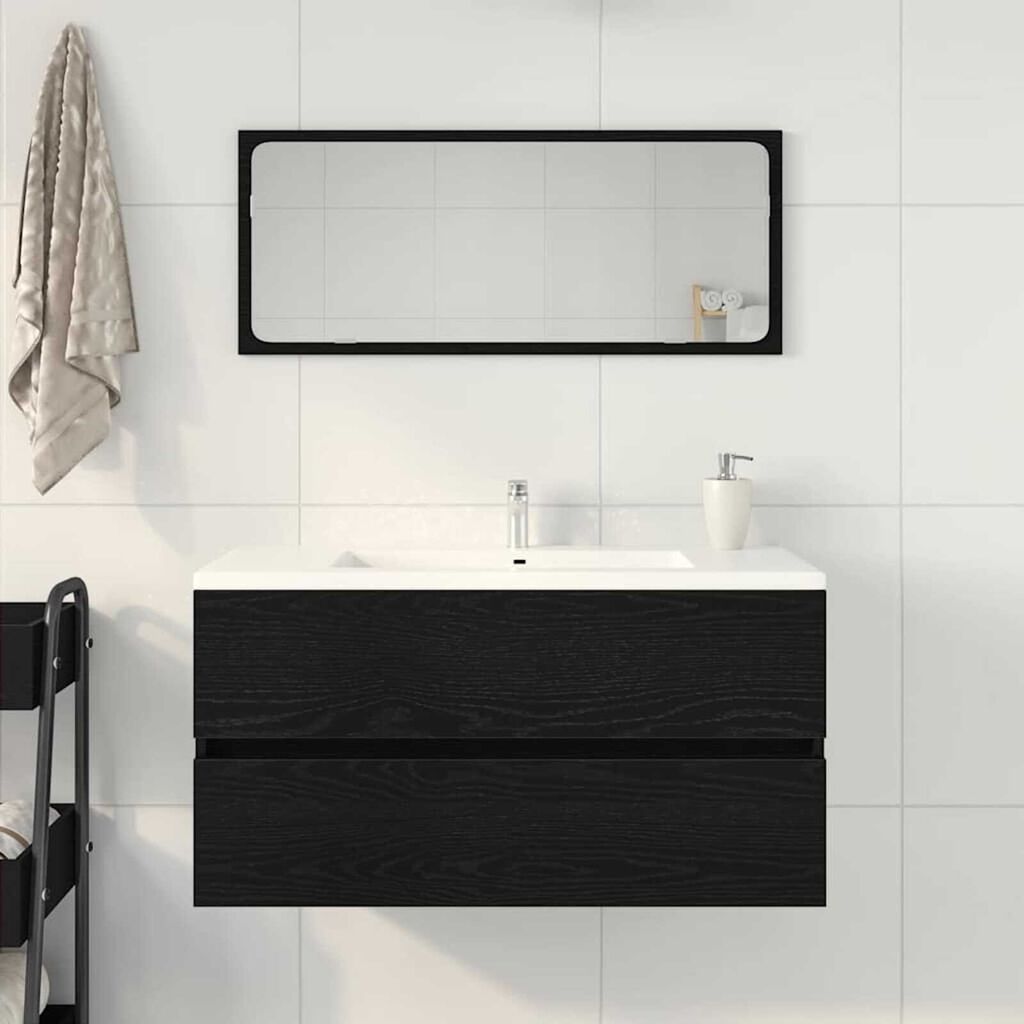 vidaXL Ντουλάπι Νεροχύτη με συρτάρι Μαύρη Οξυά 90 x 38.5 x 45 cm