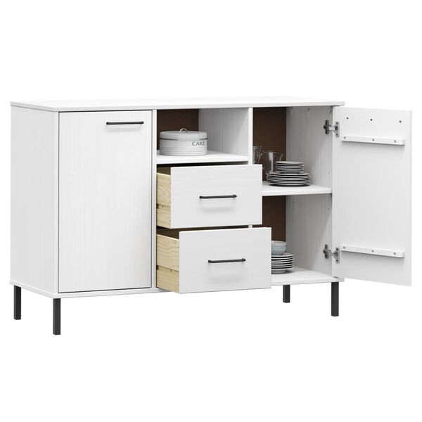 vidaXL Ντουλάπι OSLO Λευκό 113x40x77 εκ. Μασίφ Ξύλο με Μετ. Πόδια