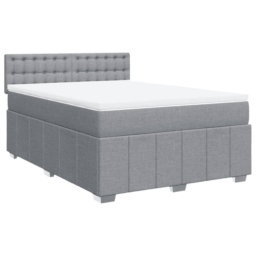 vidaXL Κρεβάτι Boxspring με Στρώμα Ανοιχτό Γκρι 140x190 εκ. Υφασμάτινο