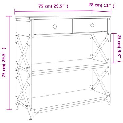 vidaXL Τραπέζι Κονσόλα Καπνιστή Δρυς 75x28x75 εκ. Επεξεργ. Ξύλο