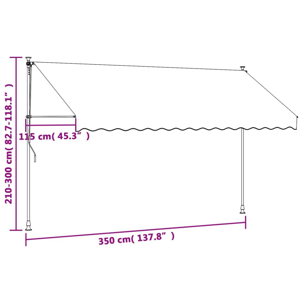 vidaXL Τέντα Συρόμενη Κρεμ 350 x 150 εκ. από Ύφασμα και Ατσάλι