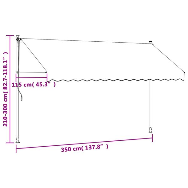 vidaXL Τέντα Συρόμενη Κρεμ 350 x 150 εκ. από Ύφασμα και Ατσάλι