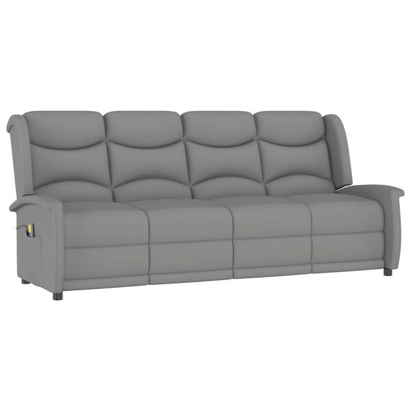 vidaXL Πολυθρόνα Μασάζ Τετραθέσια Ανακλ. Αν. Γκρι Ύφασμα Μικροϊνών