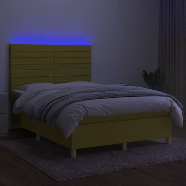 vidaXL &Kappa;&rho;&epsilon;&beta;ά&tau;&iota; Boxspring &mu;&epsilon; &Sigma;&tau;&rho;ώ&mu;&alpha; & LED &Pi;&rho;ά&sigma;&iota;&nu;&omicron; 140x200 &epsilon;&kappa; &Upsilon;&phi;&alpha;&sigma;&mu;ά&tau;&iota;&nu;&omicron;
