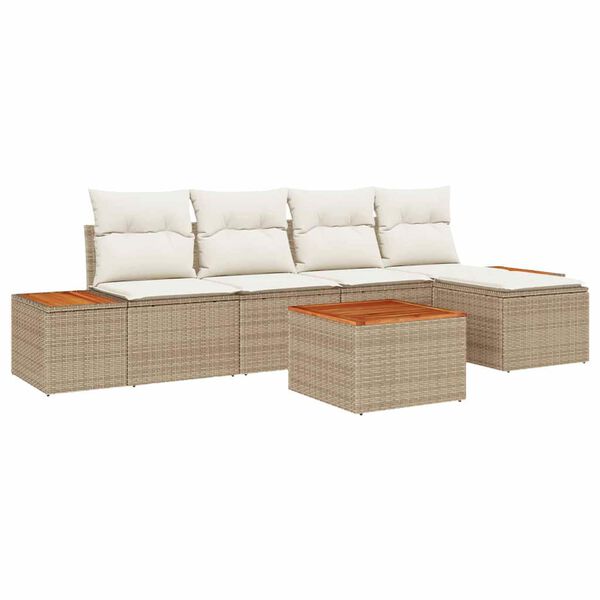 vidaXL Σετ Καναπέ Κήπου 6 pcs μπεζ και κρεμ 184 x 62 x 85 εκ.