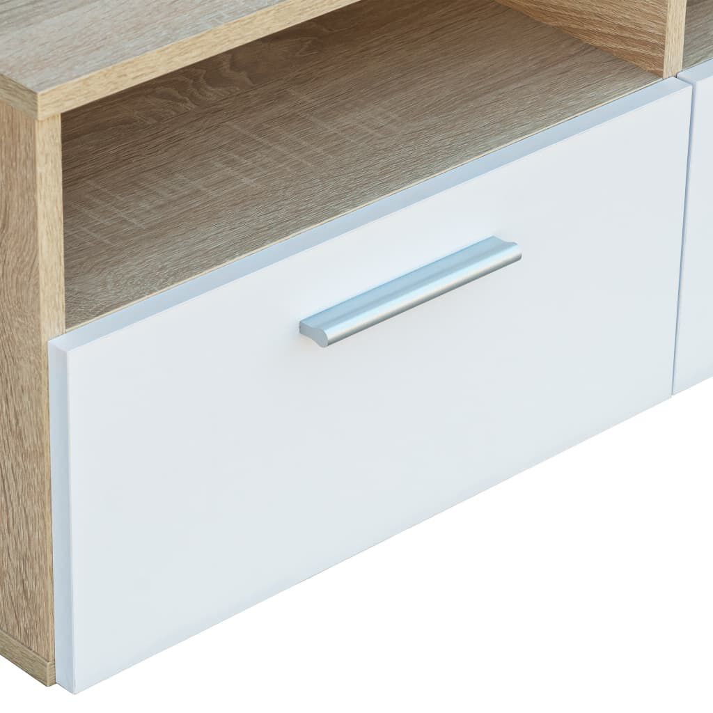 vidaXL Έπιπλο Τηλεόρασης Δρυς / Λευκό 95 x 35 x 36 εκ. από Επεξ. Ξύλο