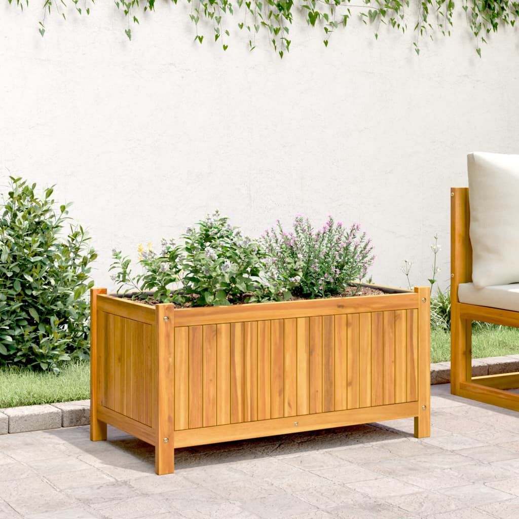 vidaXL Ζαρντινιέρα Κήπου με Επένδυση 80x42x40 εκ. Μασίφ Ξύλο Ακακίας