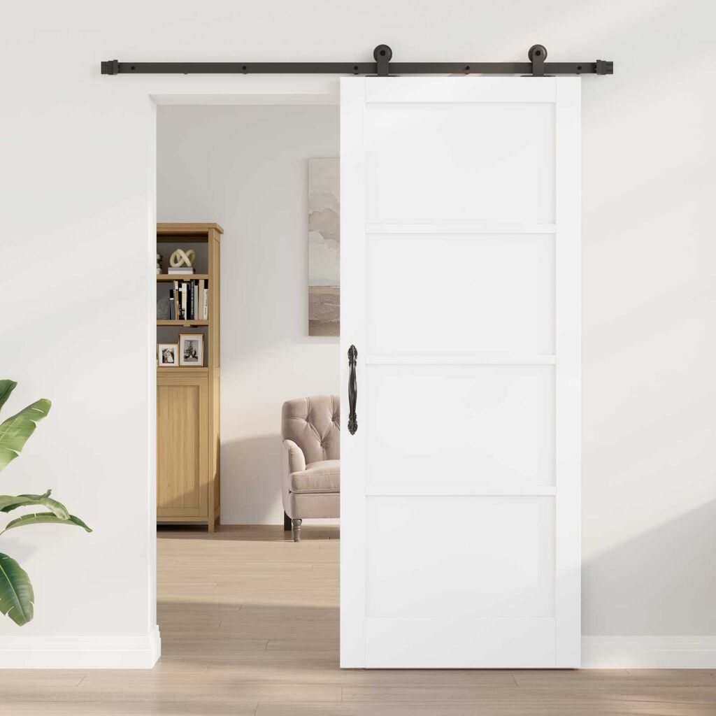 vidaXL Σετ Συρόμενης Πόρτας Λευκό και μαύρο 86 x 211 cm