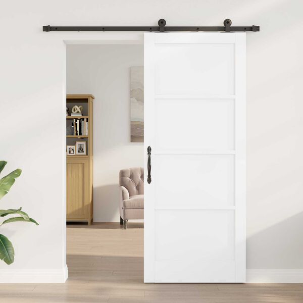 vidaXL Σετ Συρόμενης Πόρτας Λευκό και μαύρο 86 x 211 cm