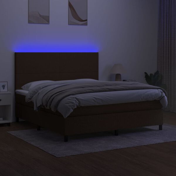 vidaXL &Kappa;&rho;&epsilon;&beta;ά&tau;&iota; Boxspring &mu;&epsilon; &Sigma;&tau;&rho;ώ&mu;&alpha; & LED &Sigma;&kappa;.&Kappa;&alpha;&phi;έ 160x200&epsilon;&kappa;. &Upsilon;&phi;&alpha;&sigma;&mu;ά&tau;&iota;&nu;&omicron;