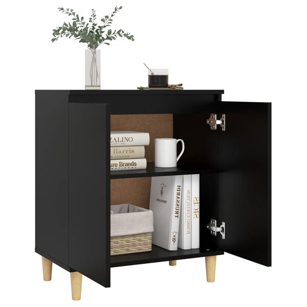 vidaXL Μπουφές Μαύρος 60 x 35 x 70 εκ. από Επεξ. Ξύλο με Ξύλινα Πόδια
