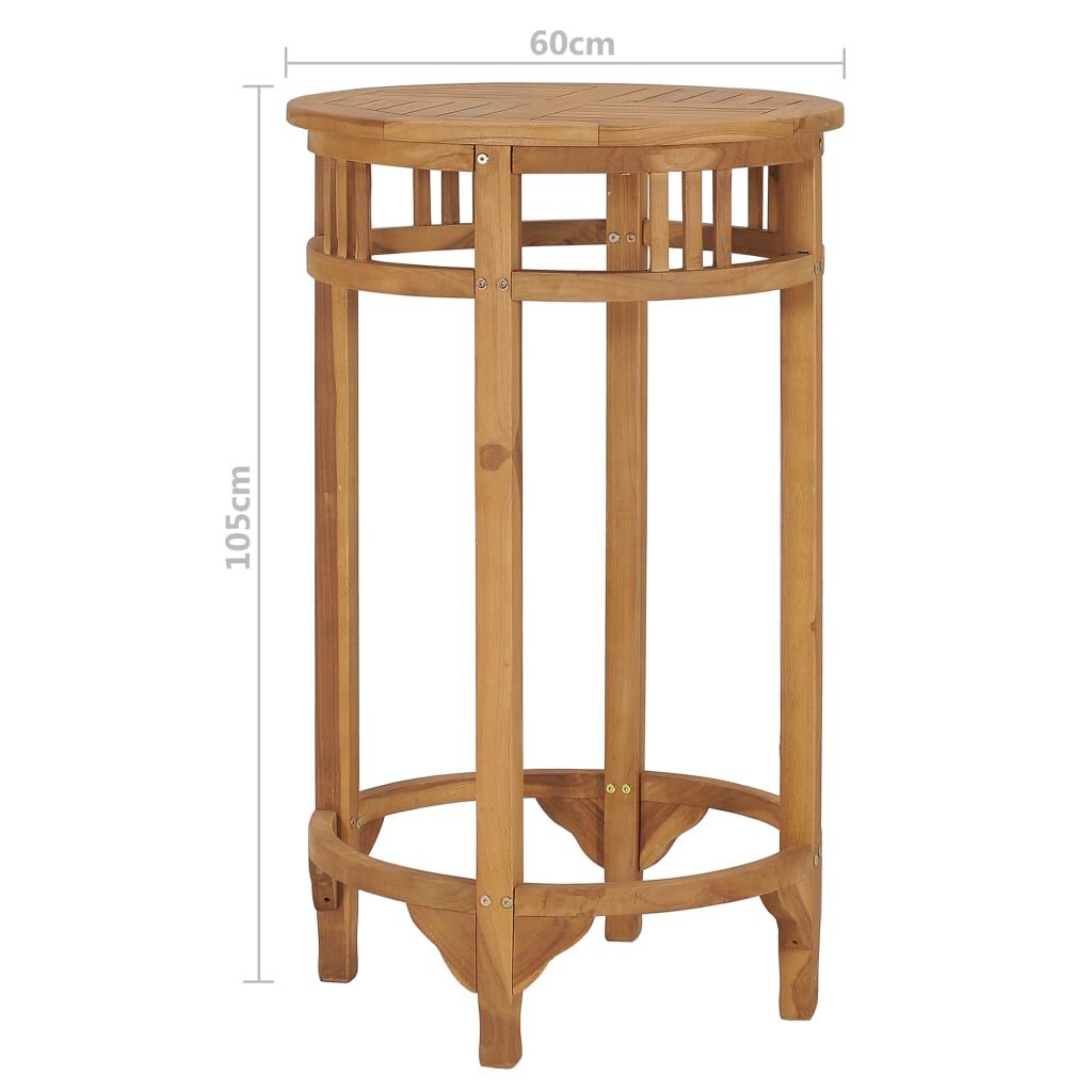 vidaXL Τραπέζι Μπαρ Ø 60 εκ. από Μασίφ Ξύλο Teak