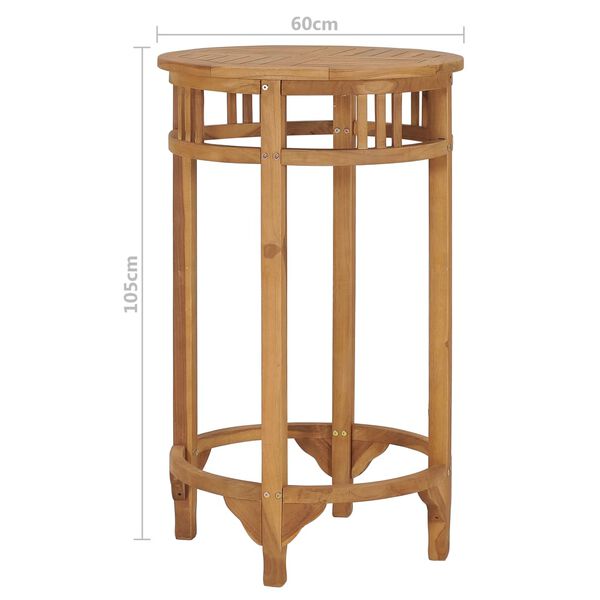 vidaXL Τραπέζι Μπαρ Ø 60 εκ. από Μασίφ Ξύλο Teak