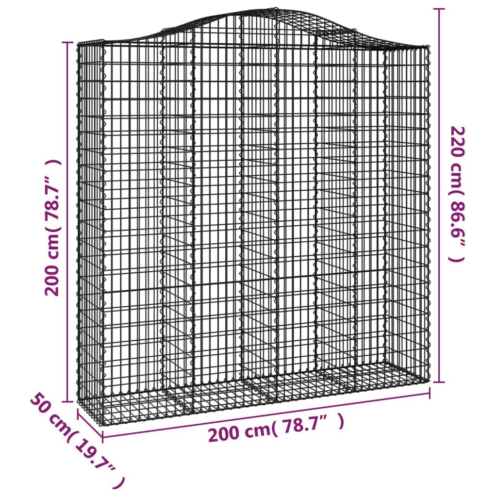 vidaXL Συρματοκιβώτια Τοξωτά 6 τεμ. 200x50x200/220 εκ. Γαλβαν. Ατσάλι