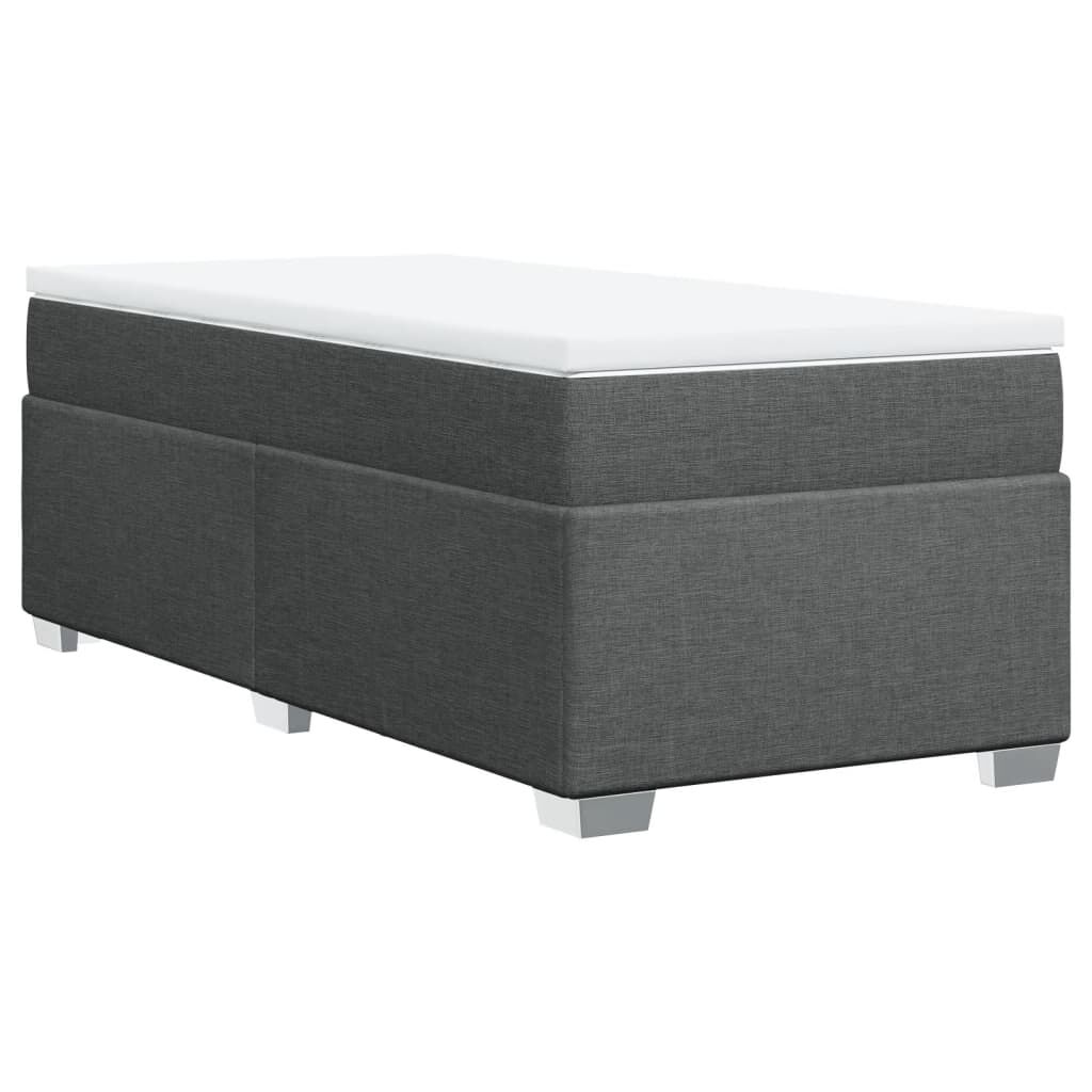 vidaXL Κρεβάτι Boxspring με Στρώμα Σκούρο Γκρι 90x190 εκ. Υφασμάτινο